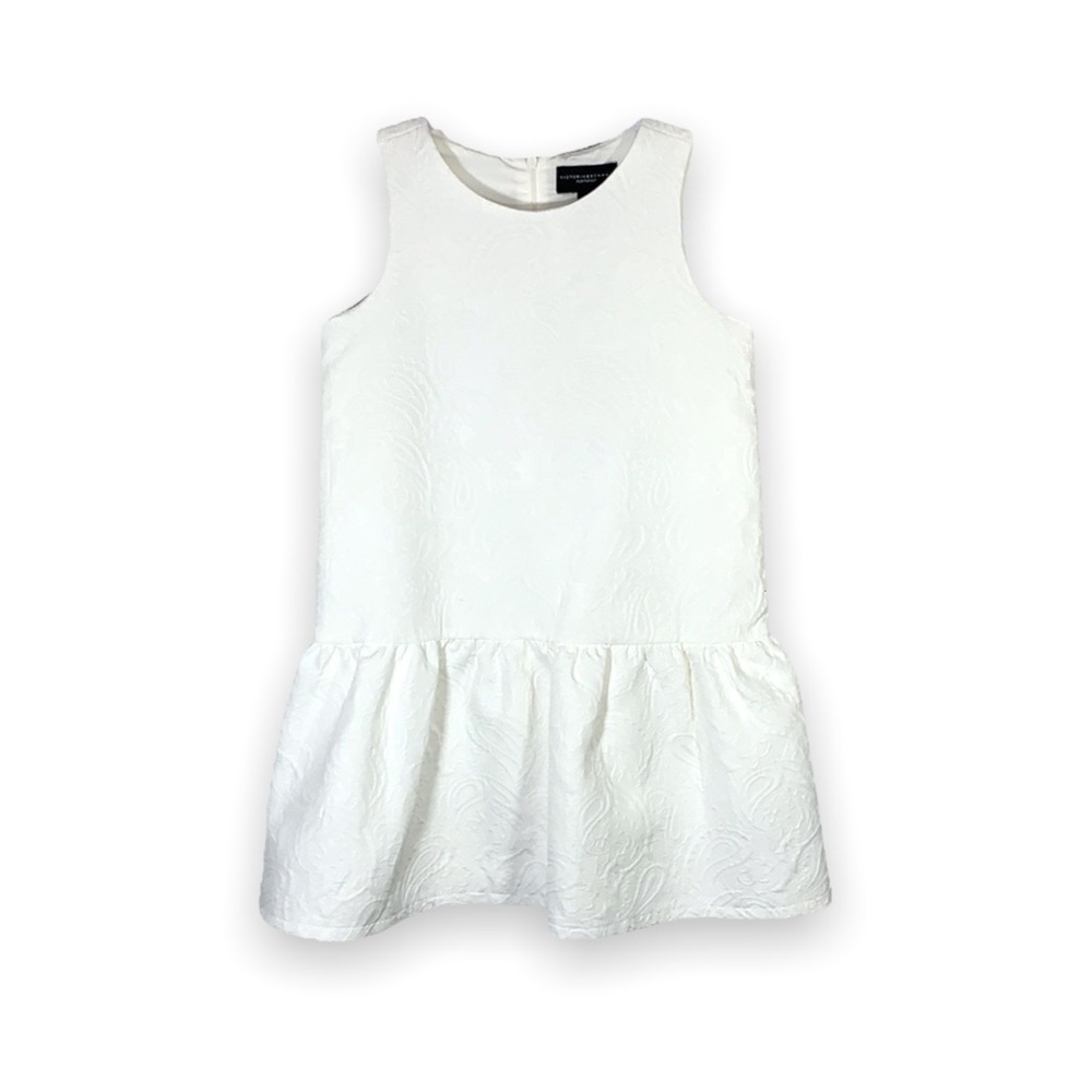 Victoria Beckham for Target Girls White Jacquard Drop Waist Dress Size Medium